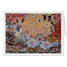 DRAGONFLY DREAM III (Satori At The Fishpond) Greeting Card