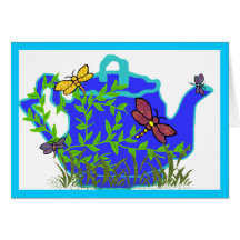 Dragonfly Teapot blank card