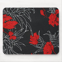 Dramatic Red Flowers on Black Mousepad