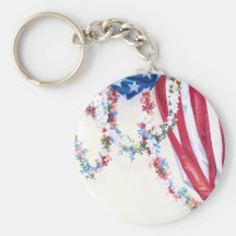 Draped Flag and Flower Garlands Key Chain