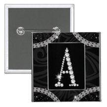 Draped In Diamonds - Initial A Pinback Button