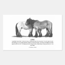 Draught   Horses in Pencil: Bible Verses About LOV Rectangular Stickers