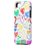 Drawn Love Romance Hearts Red Blue Pink Green iPhone 5 Cases