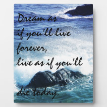 Dream as if you'll live forever photo plaque