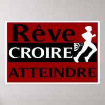Dream Believe Achieve French Running Poster