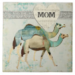 Dreamy Blue Camels Mom Tile tiles