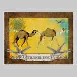 Dreamy Camels Golden Thank You  Postcard postcards