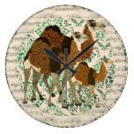 Dreamy Camels Jade Damask Clock