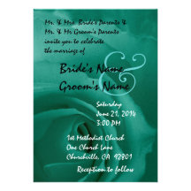 Dreamy Teal Rose Premium Wedding Collection Custom Invite