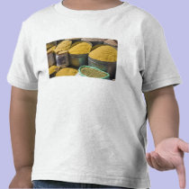 Dried pasta and beans for sale, Marrakech, 2 t-shirts