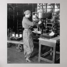 Drilling WW1 Ammunition Cartridges: 1910s Print