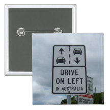 Drive On Left in Australia Sign Buttons