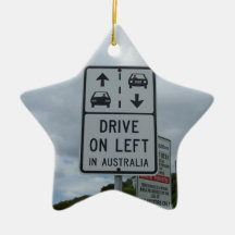 Drive On Left in Australia Sign Christmas Tree Ornaments