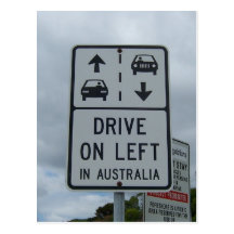 Drive On Left in Australia Sign Postcard