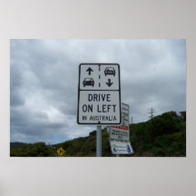 Drive On Left in Australia Sign Poster