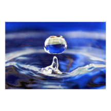 Drop of Cool Blue Water Raindrop Art Photo