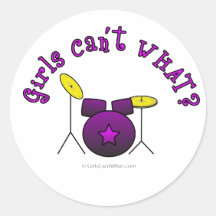 Drum Set - Purple Round Stickers