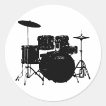 Drum Set Round Stickers