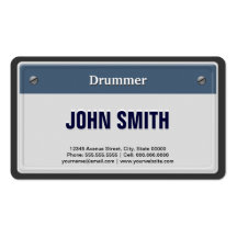Drummer Cool Car License Plate Business Card
