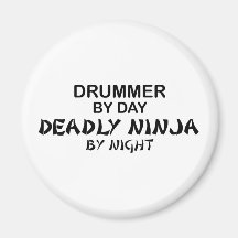 Drummer Deadly Ninja by Night Refrigerator Magnet