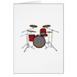Drums: Red Drum Kit: 3D Model: Greeting Card