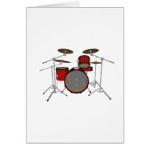 Drums: Red Drum Kit: 3D Model: Greeting Card