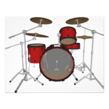 Drums: Red Drum Kit: 3D Model: Personalised Announcement