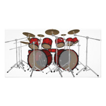 Drums: Red Drum Kit: 3D Model: Photo Card Template