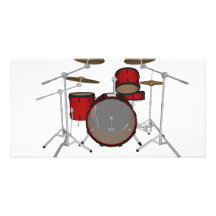 Drums: Red Drum Kit: 3D Model: Personalised Photo Card