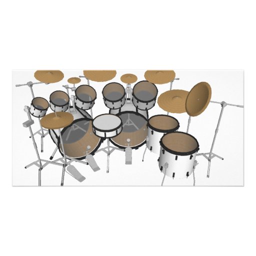 Drums: White Drum Kit: 3D Model: Personalized Photo Card