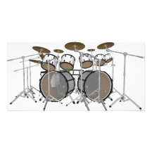 Drums: White Drum Kit: 3D Model: Picture Card