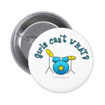 Drumset - Blue Pinback Buttons