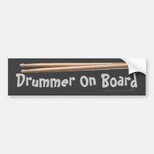 Drumsticks Drummer On Board Bumper Sticker