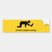 Drunken people crossing ⚠ Thai Sign ⚠ Bumper Sticker