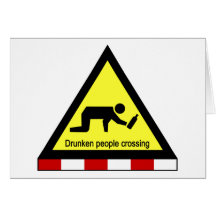 Drunken people crossing ⚠ Thai Sign ⚠ Greeting Card