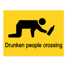 Drunken people crossing ⚠ Thai Sign ⚠ Post Card