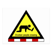 Drunken people crossing ⚠ Thai Sign ⚠ Postcard