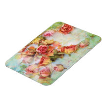 Dry roses on green vintage flexible magnet
