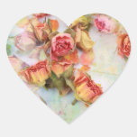 Dry roses on green vintage sticker