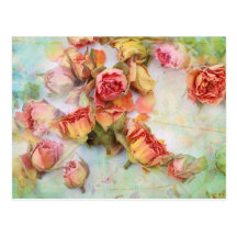 Dry roses vintage design post cards