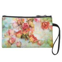 Dry roses vintage wristlet