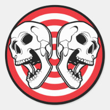 Dual Skull Target Round Stickers
