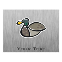 Duck; Brushed metal-look Post Cards