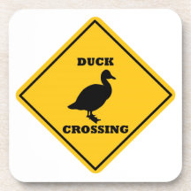 Duck Crossing Street Sign Beverage Coaster