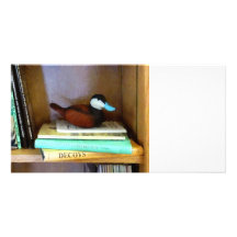 Duck Decoy on Bookshelf Customized Photo Card