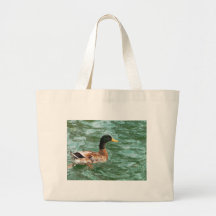 Duck in pond tote bag