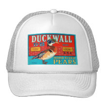 Duckwall Hood River Pears Vintage Crate Label Hats