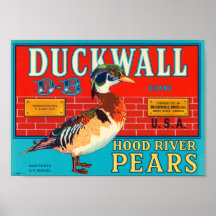Duckwall Hood River Pears Vintage Crate Label Posters