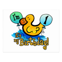 Ducky 1st Birthday Postcard