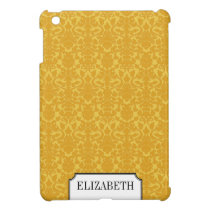 Dull gold damask pattern elegant personalised name ipad mini cases